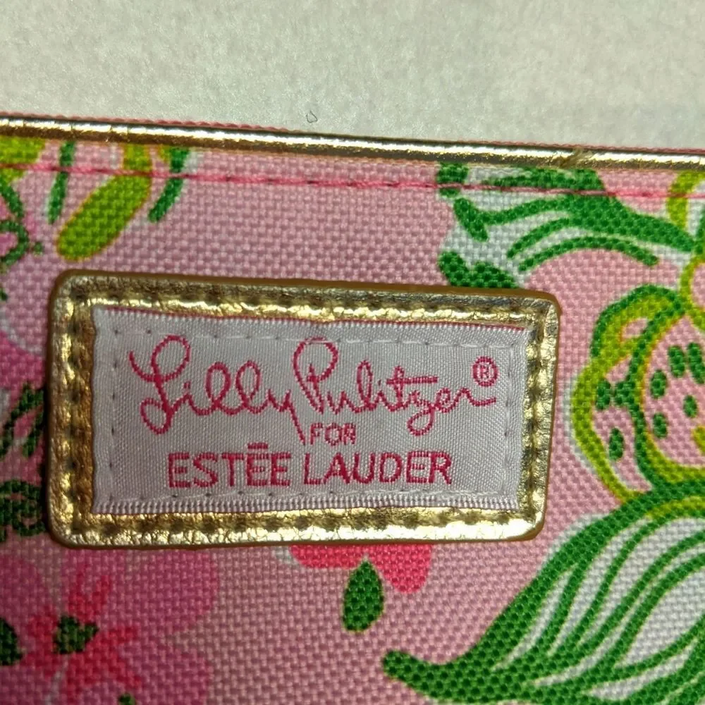 Lilly Pulitzer for Estee Lauder canvas makeup zipper pouch 10